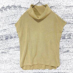 Eelega Turtleneck  Knit Sleeveless Vest Yellow